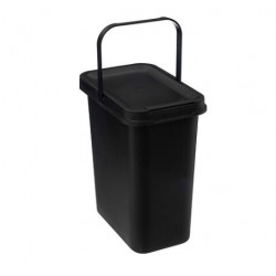 Cubo de basura 12L negro con asa