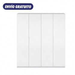 Armario 4 puertas blanco brillo 180x52x200cm