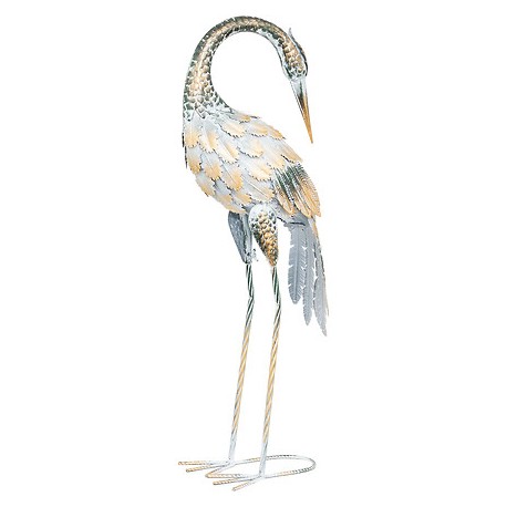 Figura decorativa jardín Garza de metal