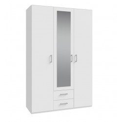 Armario 3 puertas y 2 cajones blanco 133x54x210cm