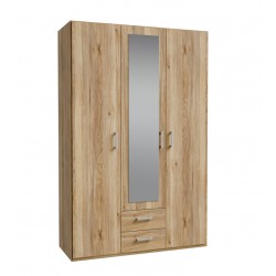 Armario 3 puertas y 2 cajones roble 133x54x210cm