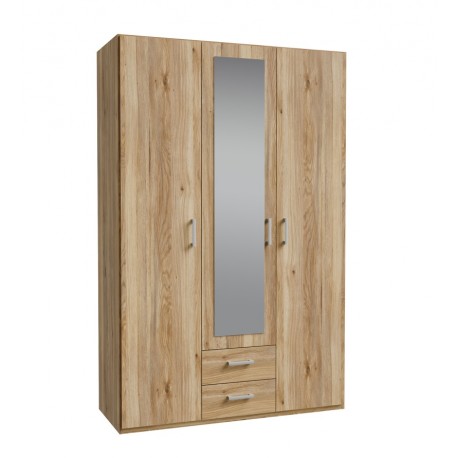 Armario 3 puertas y 2 cajones roble 133x54x210cm