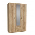 Armario 3 puertas y 2 cajones roble 133x54x210cm