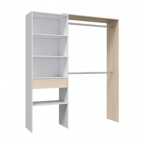 Vestidor blanvo y roble con cajon 158x40x187cm