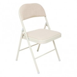 Silla plegable de metal con asineto beige jaspeado