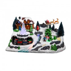 Ciudad iluminada tunel del tren 31x19cm
