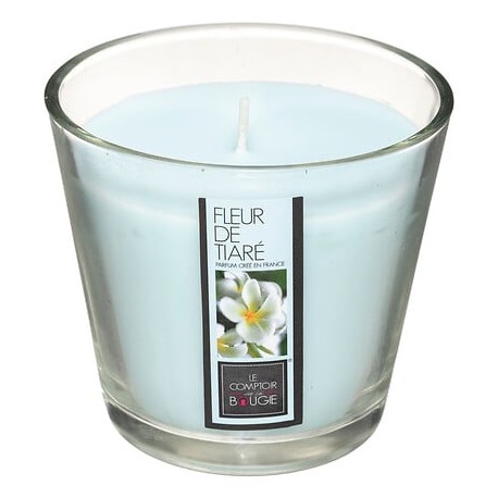 Vela perfumada flor de haiti con recipiente cristal