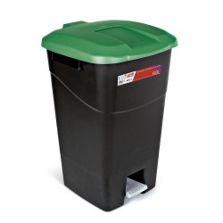 Contenedor de basura 60L negro/verde con pedal