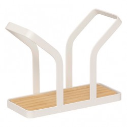 Servilletero vertical blanco y madera
