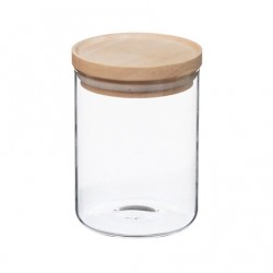 Tarro cristal con tapa de bambú 600ml 10x10x14cm