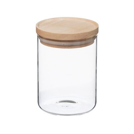 Tarro cristal con tapa de bambú 600ml 10x10x14cm