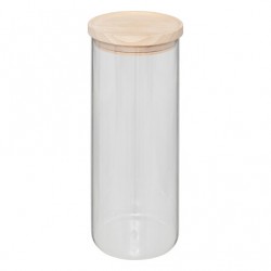 Tarro cristal con tapa de bambú 1600ml 10x10x27cm