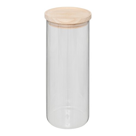 Tarro cristal con tapa de bambú 1600ml 10x10x27cm