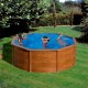 Piscina de acero acabado madera redonda Pacific Gre altura 120
