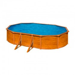 Piscina de acero acabado madera ovalada Pacific Gre altura 120