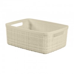 Caja de organización de plástico jute blanco