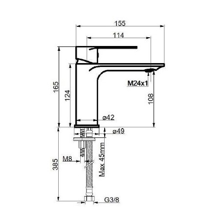 Grifo monomando lavabo alto Inoa apertura en frío