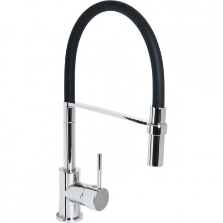 Grifo de cocina monomando extraíble flexible cromo/negro