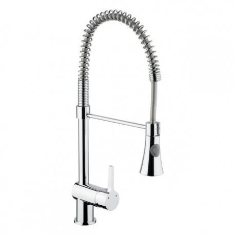 Grifo de cocina monomando extraíble de muelle cromo