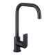 Grifo de cocina monomando caño alto negro Round