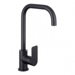 Grifo de cocina monomando caño alto negro Round