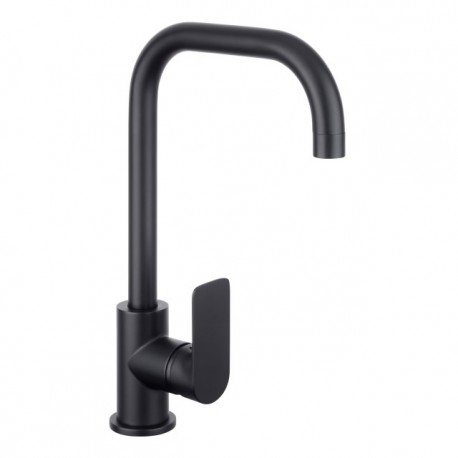 Grifo de cocina monomando caño alto negro Round