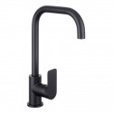Grifo de cocina monomando caño alto negro Round