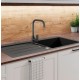 Grifo de cocina monomando caño alto negro Round