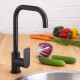 Grifo de cocina monomando caño alto negro Round