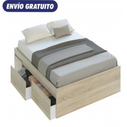 Cama 150cm con cajones roble canadian