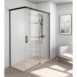 Mampara ducha Yaiza negro transparente 80x125cm