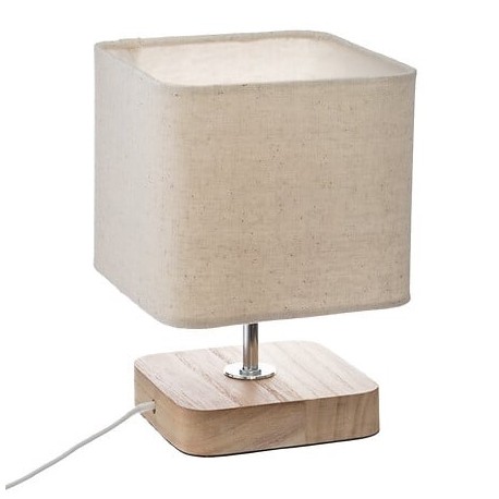 Lámpara sobremesa madera marfil E14 25W Toxey