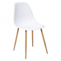 Silla de comedor Taho blanca patas madera