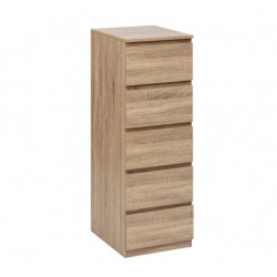 Cómoda/cajonera con 5 cajones roble 40x48x118cm