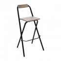Taburete plegable alto cuadrado Louna negro y madera