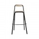 Taburete plegable alto cuadrado Louna negro y madera