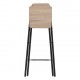 Taburete plegable alto cuadrado Louna negro y madera
