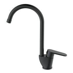 Grifo de cocina monomando caño alto negro Luca