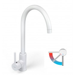 Grifo de cocina monomando caño alto apertura en frio blanco Venecia