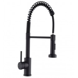 Grifo de cocina monomando extraíble de muelle negro Turín
