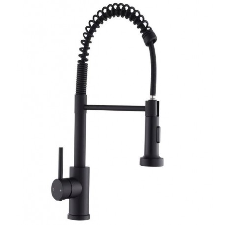 Grifo de cocina monomando extraíble de muelle negro Turín