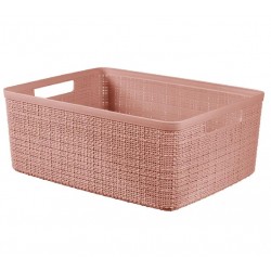 Caja de organización de plástico jute rosa 12L