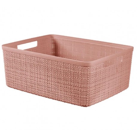 Caja de organización de plástico jute rosa 12L