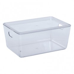 Caja de organización de plástico transparente con tapa 4L