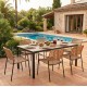 Mesa de aluminio extensible efecto madera 200-300x100cm