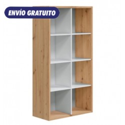Estantería de cubos con 8 huecos blanca y roble Noa
