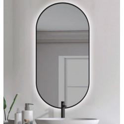Espejo con luz LED Danae ovalado negro 45x90cm