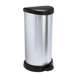Cubo de basura 40L c/pedal plata Decobin