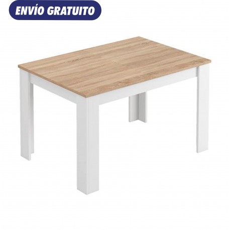 Mesa comedor extensible Kendra blanco/roble 140-190x90cm
