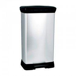 Cubo de basura 50L con pedal plata Decobin